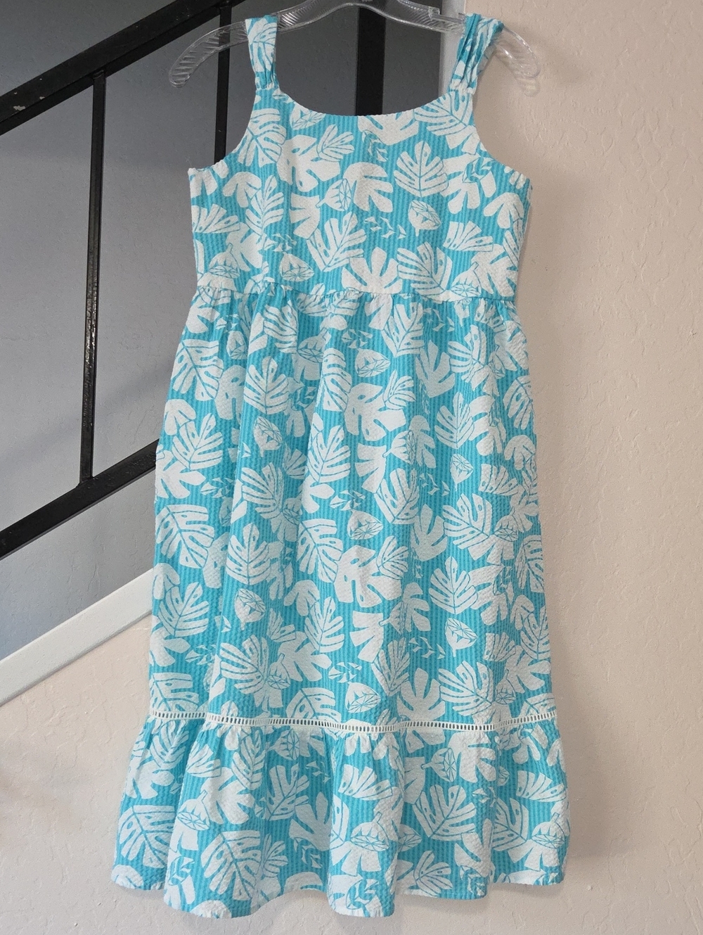Cat & Jack Turquoise Leaf-Print Sundress Girls Size XL (14)